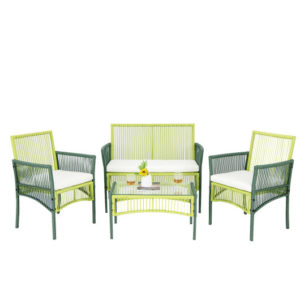 4-Piece Wicker Conversation Set Green