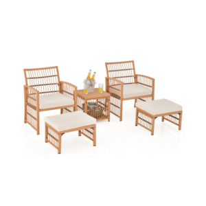 5-Piece Patio Wicker Sofa Set with Cushions