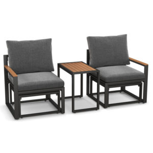 3-Piece Aluminum Outdoor Conversation Set, Gray