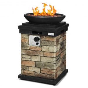 40000BTU Outdoor Propane Burning Fire Bowl Column Realistic
