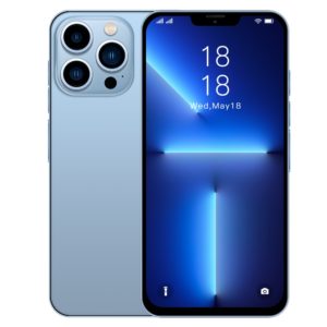 6.3 inch HD I13promax Smart Phone Face Recognition MTK6582 Quca Core 1GB RAM 8GB ROM Android 6.0 Phone Blue EU Plug