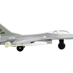 General Dynamics F-16 Fighting Falcon Fighter Aircraft Gray "United States Air Force" with Runway Section Diecast Model Airplane by Runway24
