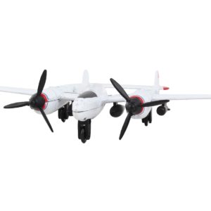 Lockheed P-38J Lightning Fighter Aircraft White with Red Wingtips "United States Army Air Force" with Runway Section Diecast Model Airplane by Runway24