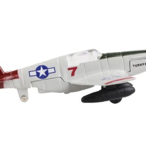 North American P-51C Mustang Fighter Aircraft Gray "Tuskegee Airmen-United States Army Air Force" with Runway Section Diecast Model Airplane by Runway24