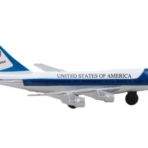 Boeing VC-25 Aircraft White and Blue "United States of America - Air Force One" with Runway 24 Sign Diecast Model Airplane by Runway24