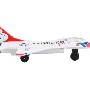 General Dynamics F-16 Fighting Falcon Fighter Aircraft White "United States Air Force Thunderbirds" with Runway 24 Sign Diecast Model Airplane by Runway24