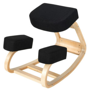 Ergonomic Kneeling Chair Rocking Office Desk Stool Upright Posture-Black - Color: Black