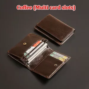 Black & Red RFID Leather Card Holder Wallet