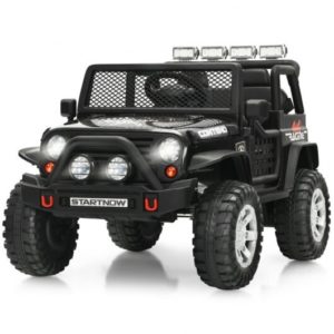 12V Kids Remote Control Electric Ride On Truck Car with Lights and Music -Black - Color: Black