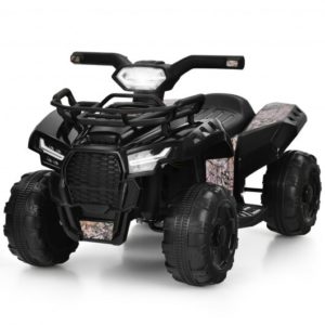 6V Kids ATV Quad Electric Ride On Car with LED Light and MP3-Black - Color: Black