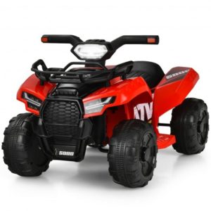 6V Kids ATV Quad Electric Ride On Car with LED Light and MP3-Red - Color: Red