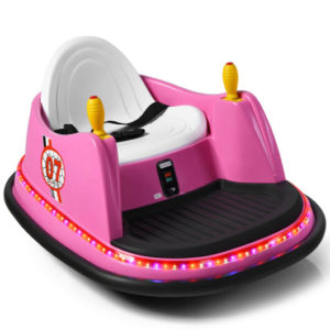 12V Kids Ride On Bumper Car Vehicle 360-degree Spin Race Toy with Remote Control-Pink - Color: Pink