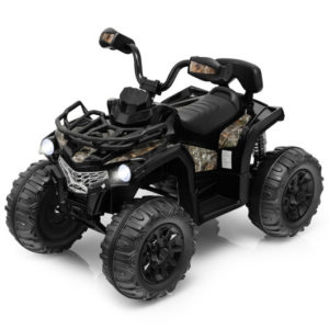 12V Kids Ride On ATV 4 Wheeler with MP3 and Headlights-Black - Color: Black