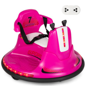 12V Kids Ride On Bumper Car with Remote Control Lights and Music-Pink - Color: Pink