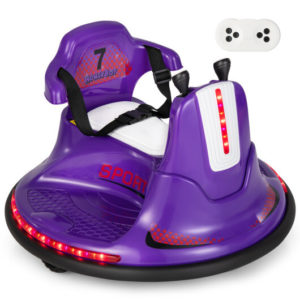 12V Kids Ride On Bumper Car with Remote Control Lights and Music-Purple - Color: Purple