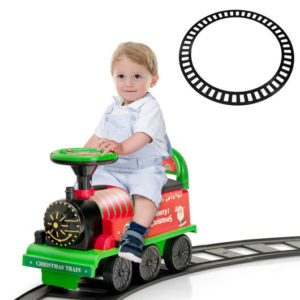 6V Electric Kids Ride On Car Toy Train with 16 Pieces Tracks-Green - Color: Green