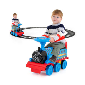 6V Electric Kids Ride On Car Toy Train with 16 Pieces Tracks-Navy - Color: Navy
