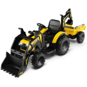 12V 3 in 1 Kids Ride On Excavator with Shovel Bucket and Music-Yellow - Color: Yellow