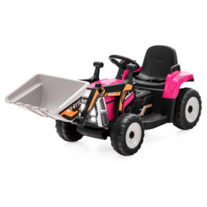 12V Battery Powered Kids Ride on Excavator with Adjustable Arm and Bucket-Pink - Color: Pink