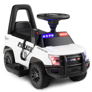 6V Kids Ride On Police Car with Real Megaphone and Siren Flashing Lights-White - Color: White