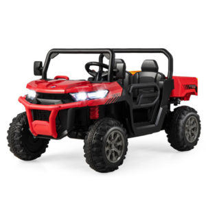 2-Seater Kids Ride On Dump Truck with Dump Bed and Shovel-Red - Color: Red