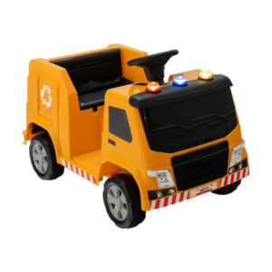 12V Kids Ride-on  Garbage Truck with Warning Lights and 6 Recycling Accessories-Yellow - Color: Yellow