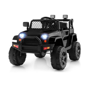 12V Kids Ride On Truck with Remote Control and Headlights-Black - Color: Black