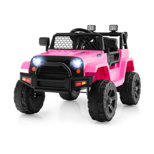 12V Kids Ride On Truck with Remote Control and Headlights-Pink - Color: Pink