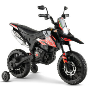 Aprilia Licensed Kids Ride On Motorcycle with 2 Training Wheels-Red - Color: Red
