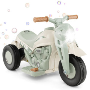 6V Kids Electric Ride on Motorcycle with Bubble Maker and Music-Beige - Color: Beige