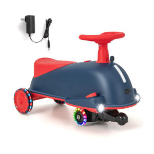 6V Kids Ride On Drifting Wiggle Car 2 in 1 with Music and Pedal and Dolphin-like Design-Blue - Color: Blue