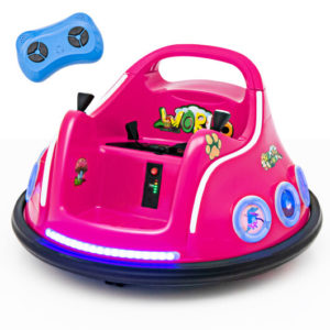 12V Electric Ride On Car with Remote Control and Flashing LED Lights-Pink - Color: Pink