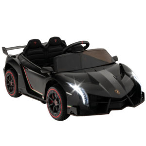 12V Licensed Lamborghini 4WD Kids Ride-on Sports Car with 2.4G Remote-Black - Color: Black