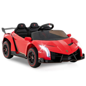 12V Licensed Lamborghini 4WD Kids Ride-on Sports Car with 2.4G Remote-Red - Color: Red