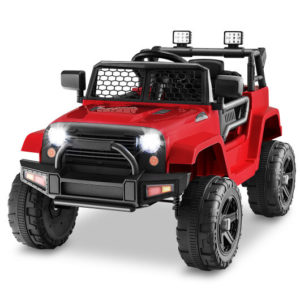 12V Kids Ride On Truck with Remote Control and Headlights-Red - Color: Red