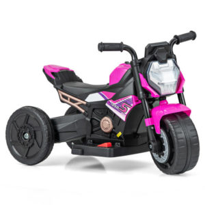 Kids Ride-on Motorcycle 6V Battery Powered Motorbike with Detachable Training Wheels-Pink - Color: Pink