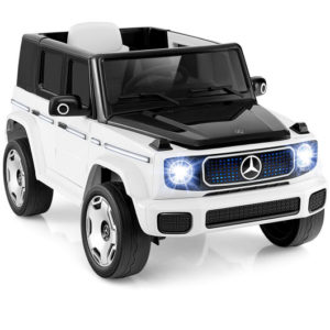 12V Licensed Mercedes-Benz EQG Kids Ride On Car with Remote Control-White - Color: White