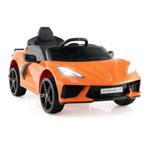12V Electric Kids Ride On Car Licensed Chevrolet Corvette C8 with Remote Control Ages 3+ Years Old-Orange - Color: Orange