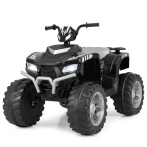24V Kids Ride-On Electric ATV with Wireless Connection for Toddlers 3-8 Years Old-Black - Color: Black