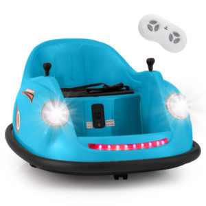 12V Electric Kids Ride on Bumper Car Battery Powered Bumping Car with Remote Control-Blue - Color: Blue