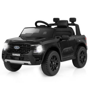 12V Electric Kids Ride on Car Licensed Ford Ranger with Remote Control and Music-Black - Color: Black