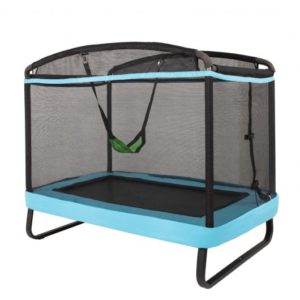 6 Feet Kids Entertaining Trampoline with Swing Safety Fence-Blue - Color: Blue
