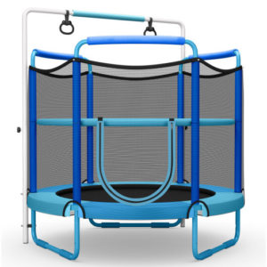 5 Feet Kids 3-in-1 Game Trampoline with Enclosure Net Spring Pad-Blue - Color: Blue
