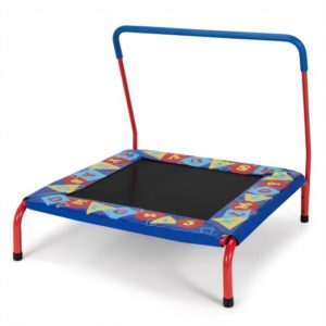 36 Inch Kids Indoor Outdoor Square Trampoline with Foamed Handrail-Blue - Color: Blue