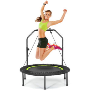 40 Inch Foldable Fitness Rebounder with Resistance Bands Adjustable Home-Green - Color: Green