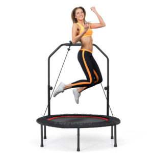 40 Inch Foldable Fitness Rebounder with Resistance Bands Adjustable Home-Red - Color: Red
