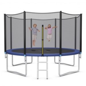 8/10/12/14/15/16 Feet Outdoor Trampoline Bounce Combo with Safety Closure Net Ladder-14 ft - Color: Blue - Size: 14 ft