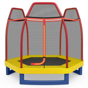7 Feet Kids Recreational Bounce Jumper Trampoline-Red - Color: Red