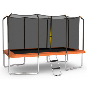 8 x 14 Feet Rectangular Recreational Trampoline with Safety Enclosure Net and Ladder-Orange - Color: Orange