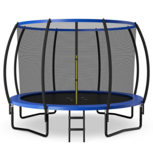 12FT ASTM Approved Recreational Trampoline with Ladder-Blue - Color: Blue